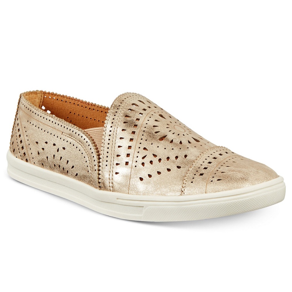 NWE  Big Girls Sun Stone sneaks Gold Slip-On Shoes size 3M